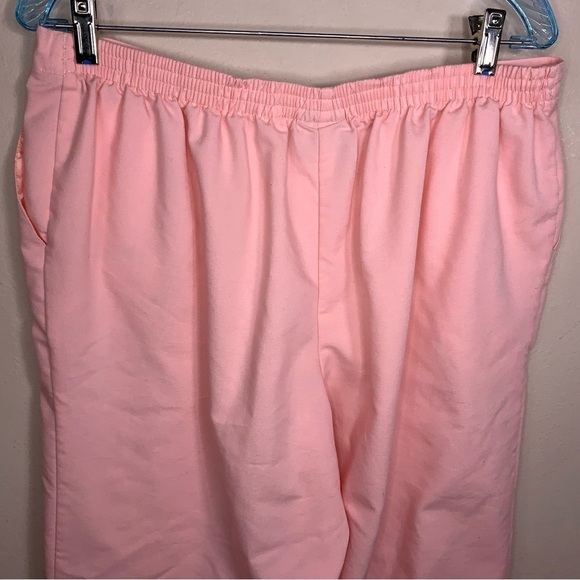 Size Petite 16 Alfred Dunner Pink Capri Pants Elastic Waistband Pastel Cotton - Picture 7 of 12